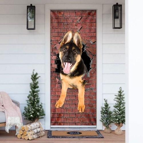 German Shepherd Broken Wall. Dog Lover Door Cover