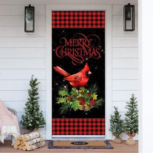 Merry Christmas Cardinal Door Cover