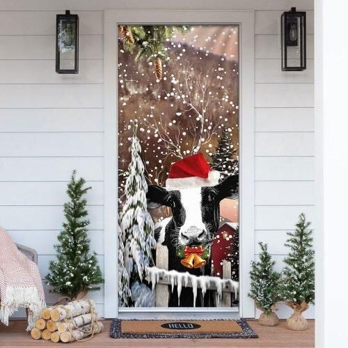 Christmas Cow Door Cover