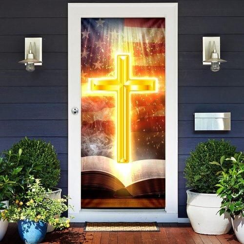Cross On Bible Door Cover