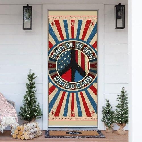 Hippie. Imagine All The People Living Life In Peace Door Cover