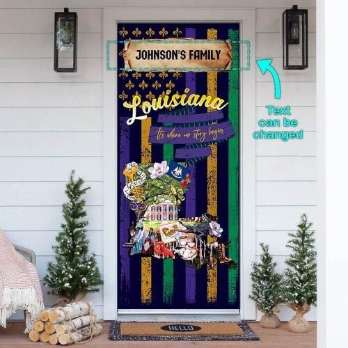 Personalized Louisiana Home Door Cover PAN