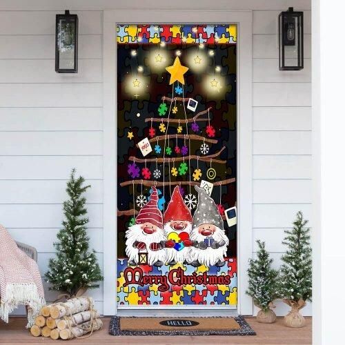 Autism Family Merry Christmas Door Cover