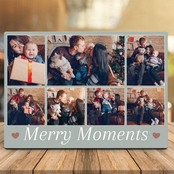 Merry Moments Custom Photo Collage Desktop Plaque