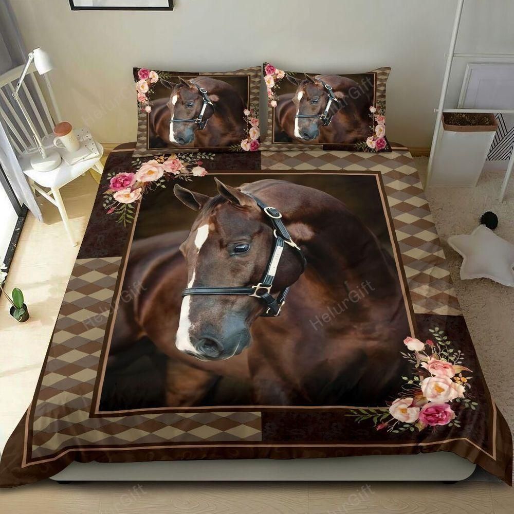 Horse Flower Loving Quilt Set