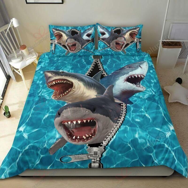 Angry Shark Zipper Bedding Set