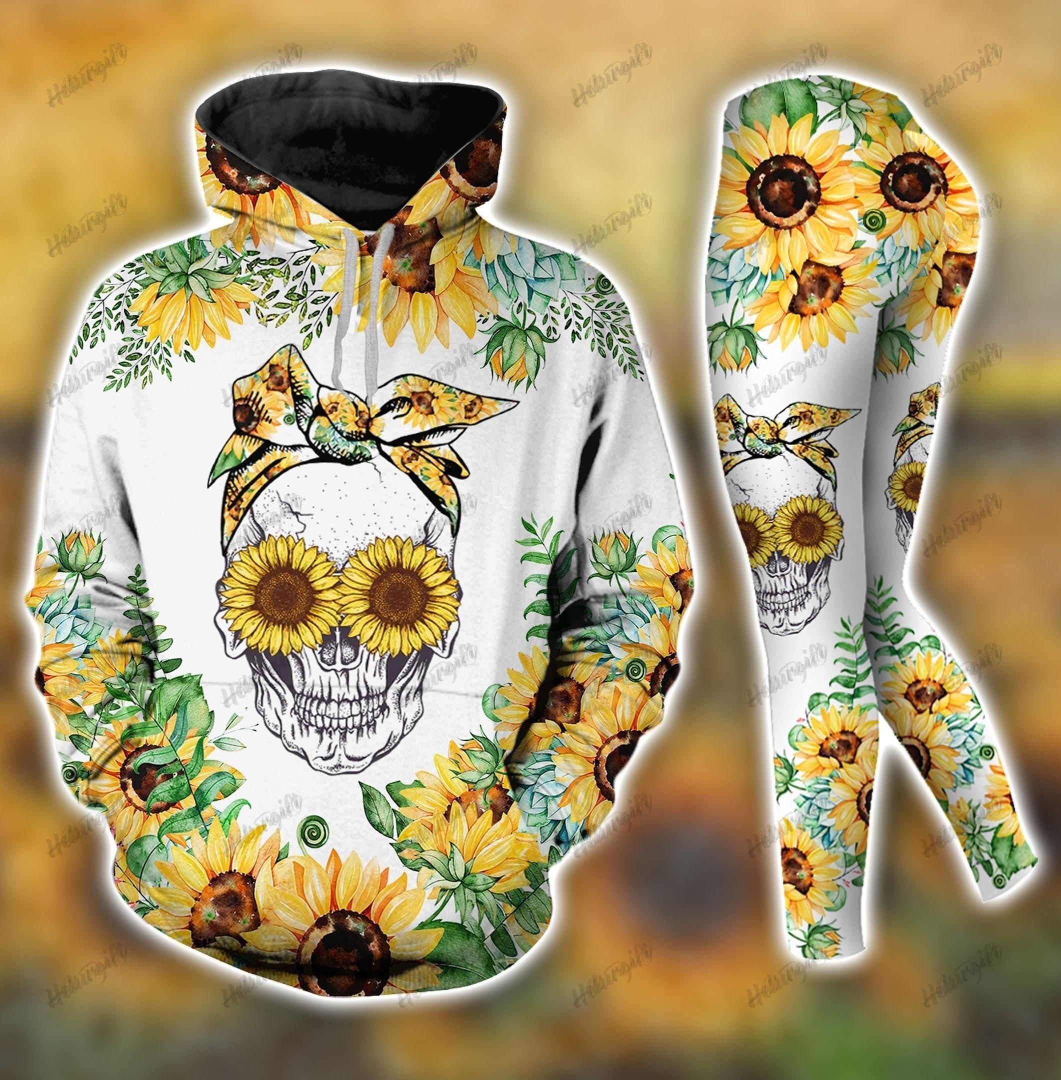 Skull Sunflower Hoodie Set