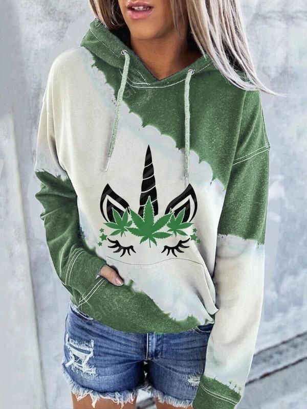 Ladies Leaf Unicorn Print Sweatshirt