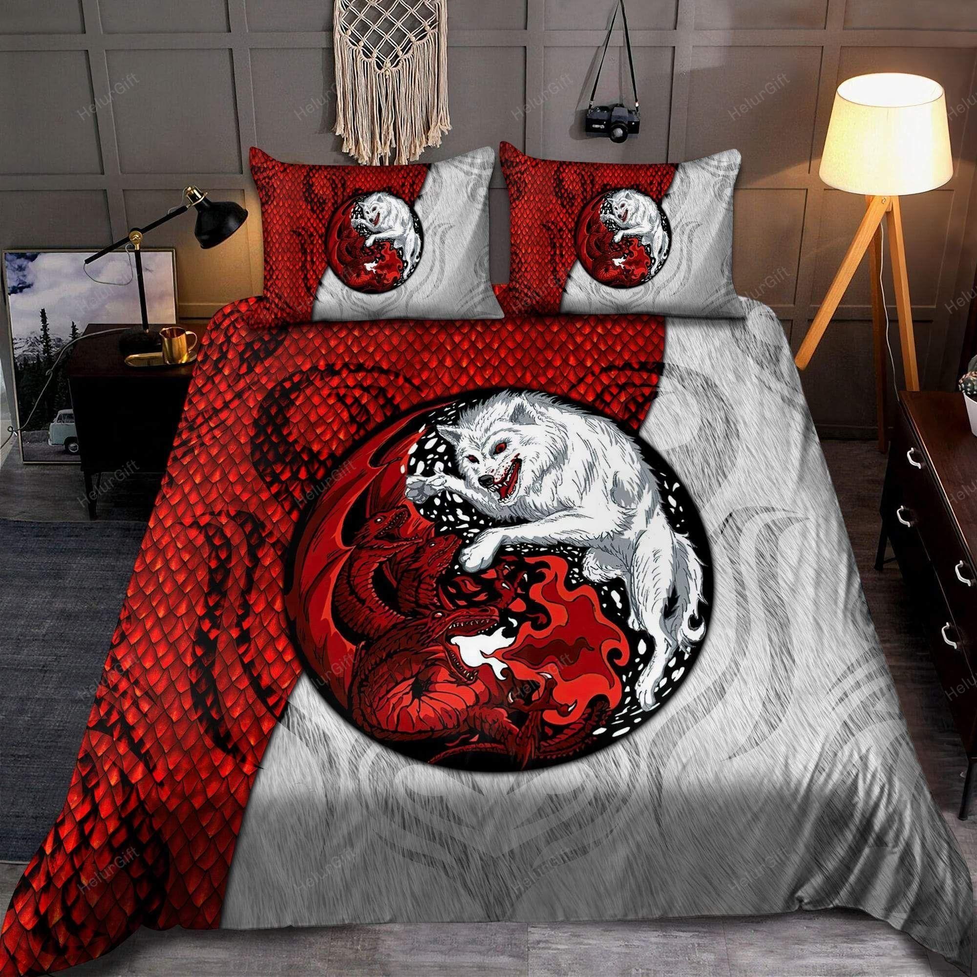 Dragon And Wolf Bedding Set