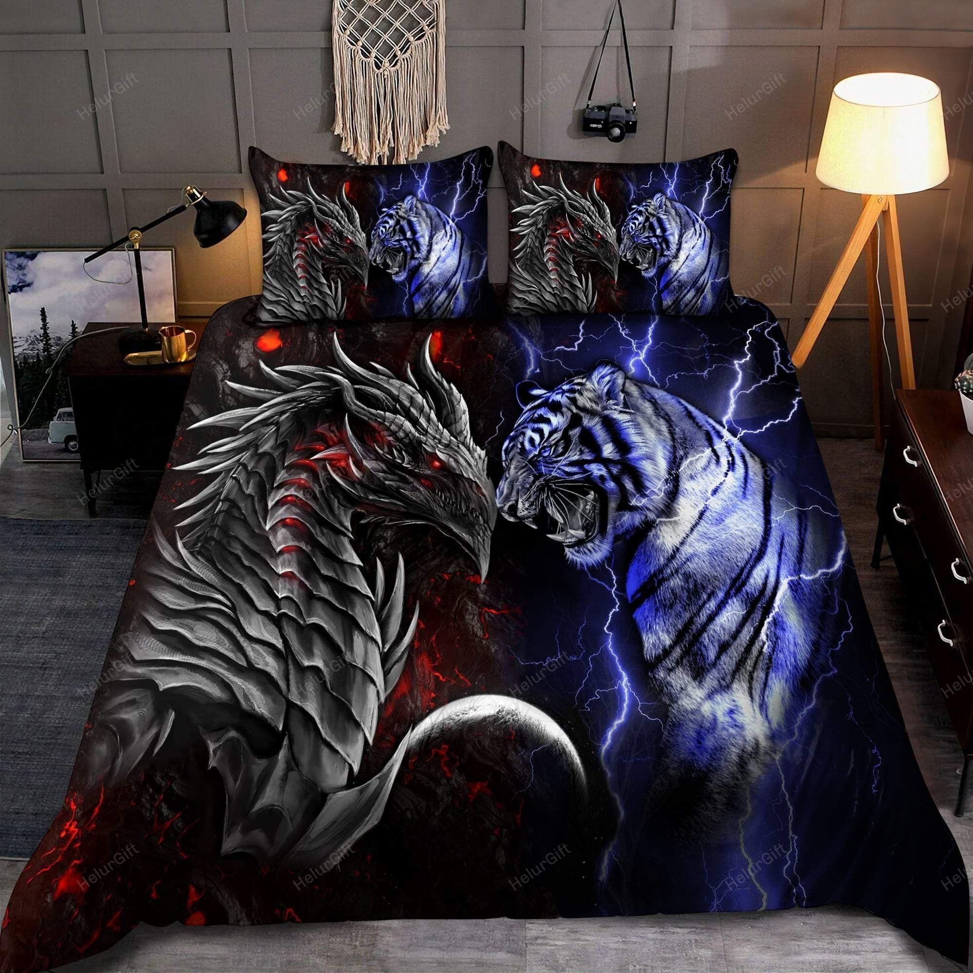 Dragon and tiger bedding set