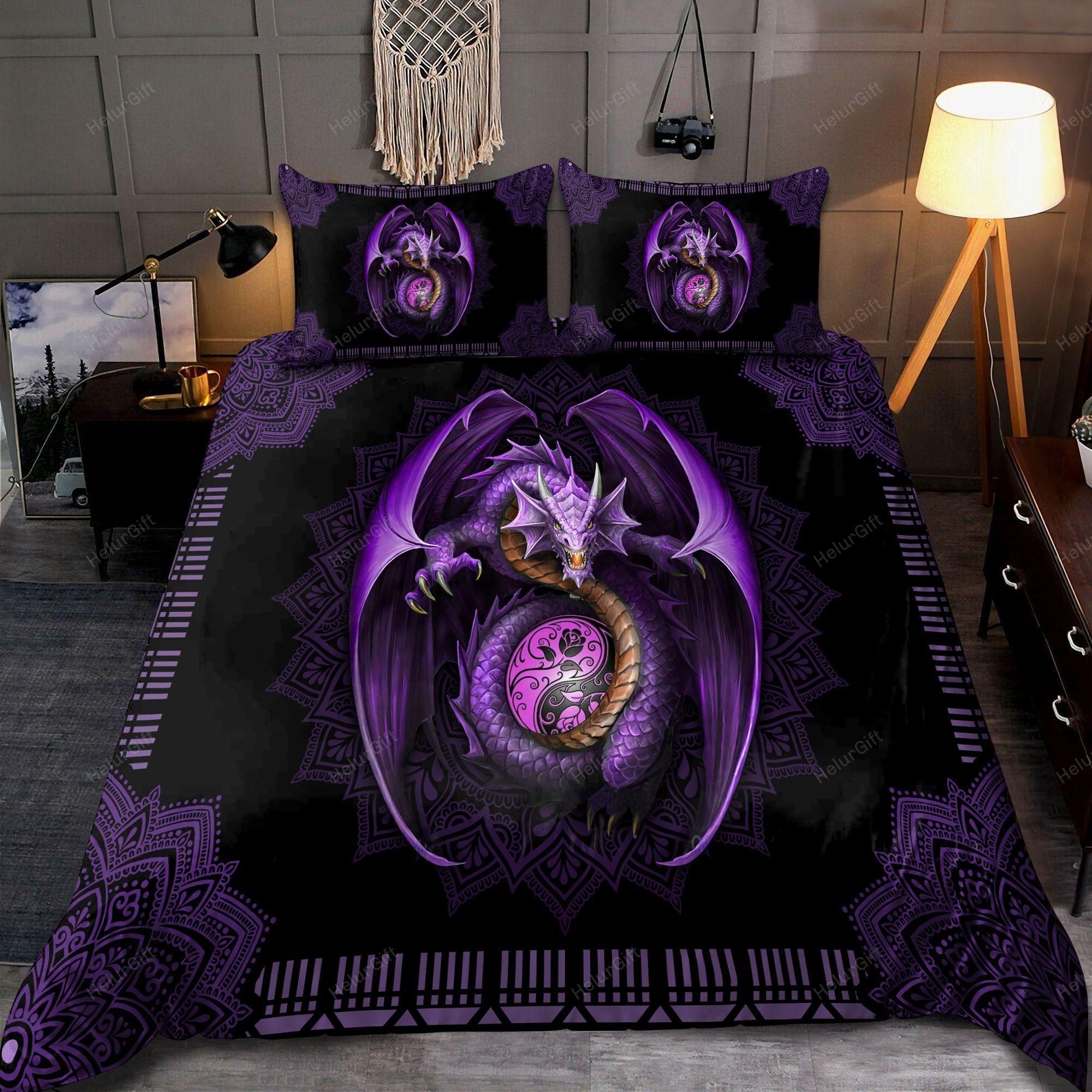 Purple Dragon Mandala Bedding Set