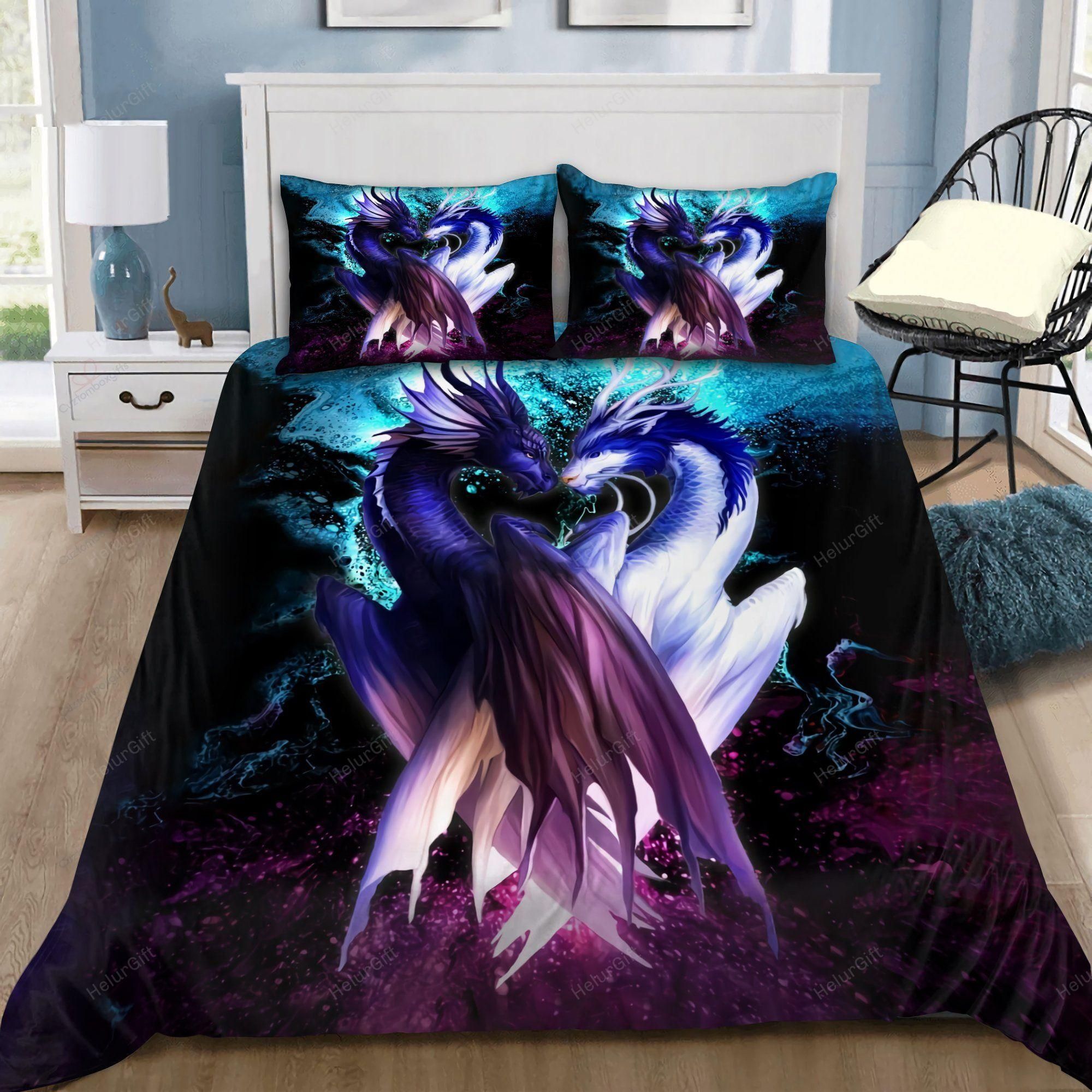 Galaxy Dragon Couple Bedding Set