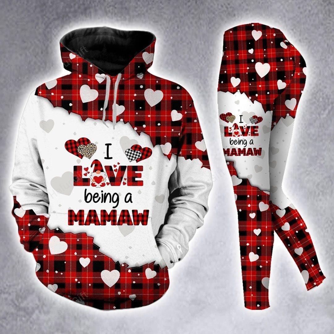 I Love Being A Mamaw Leopard Red Buffalo Hoodie Set