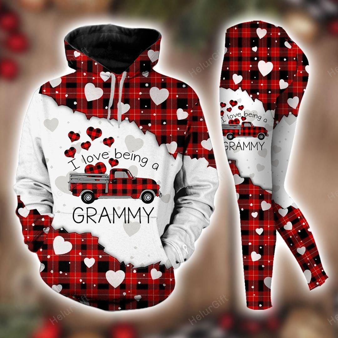 I Love Being A Grammy Red Buffalo Truck Hoodie Set