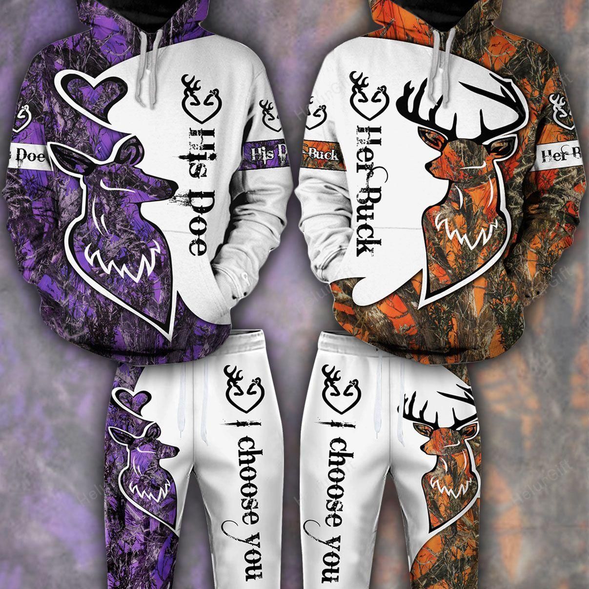 Skull Crazy Enough To Love Him Couple Hoodie Set Black