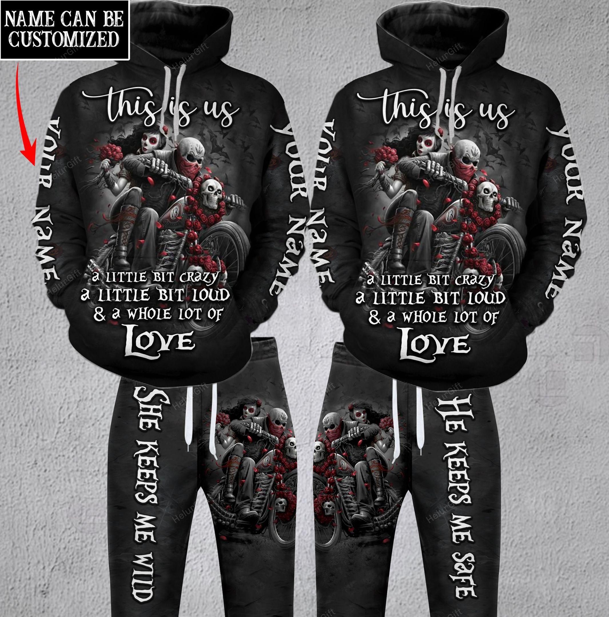 Couple Hoodie Set Personalized Skeleton Motocycle This Is Us PAN3DSET0135