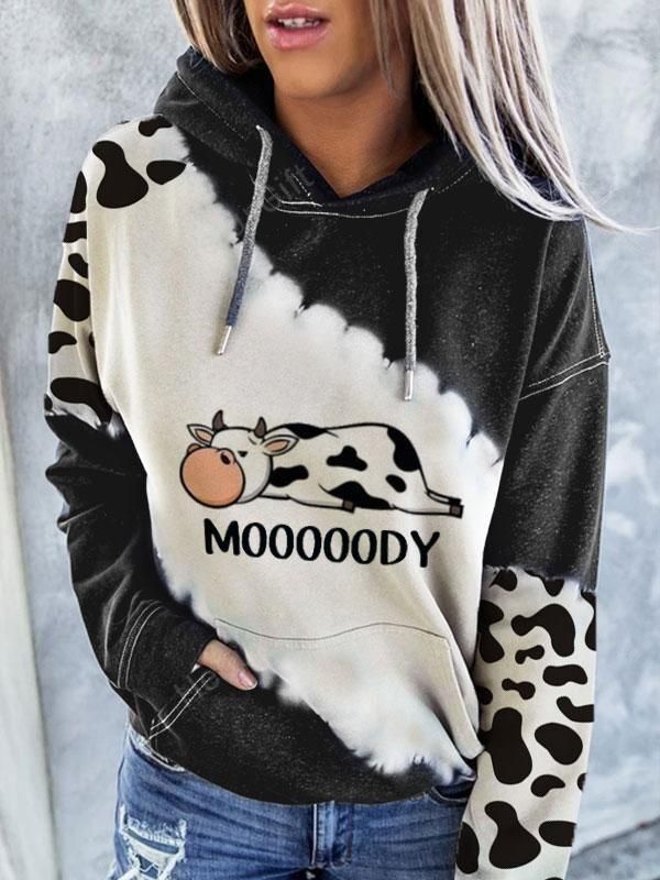 Women's cute cow print hoodie