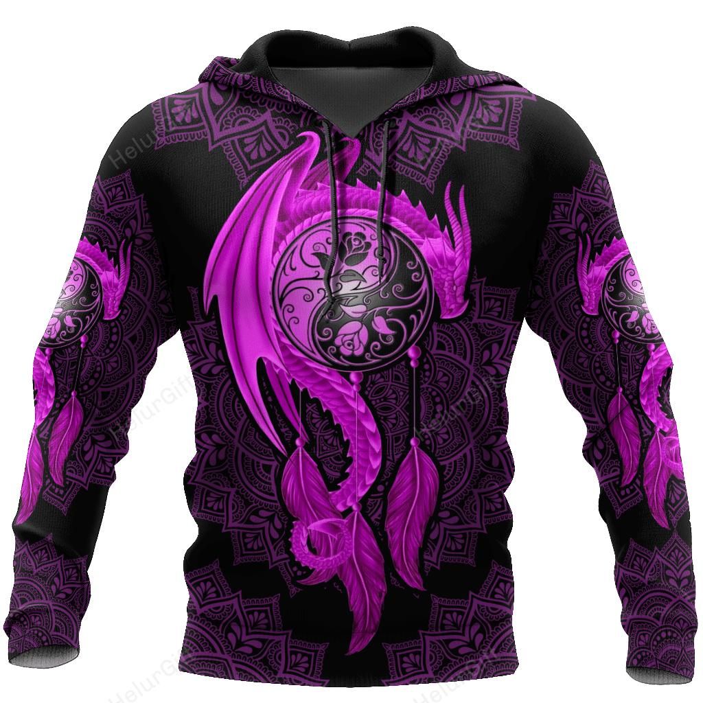 Mandala Purple Dragon Tattoo Shirt For Men and Women