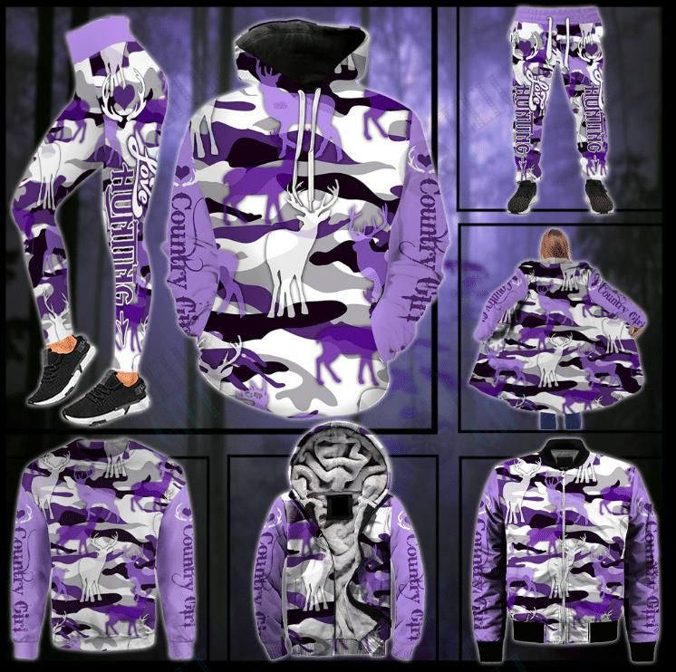 Country Girl Love Hunting Light Purple Camo Winter Clothes