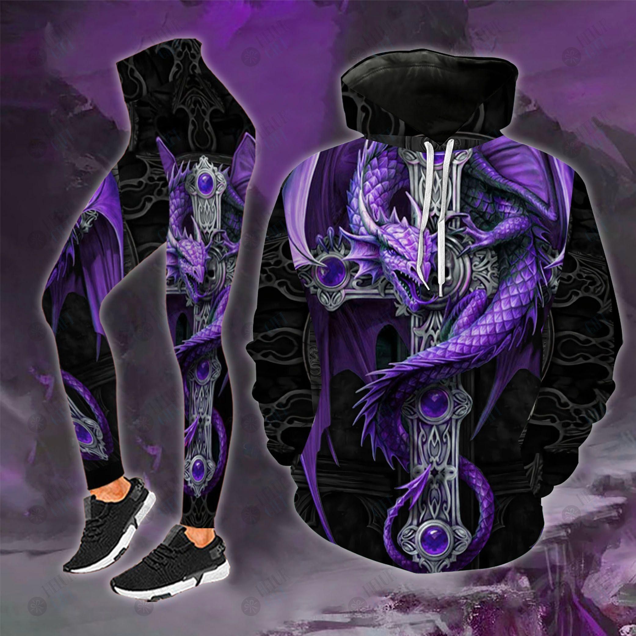 Purple Dragon Cross Coat Hoodies Winter Clothes PAN3DSET0065