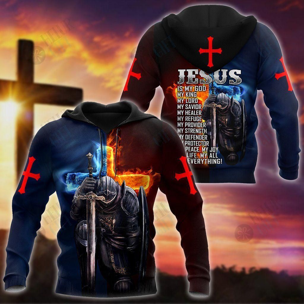 Jesus Is My God My King My Everything Knight Templars 3D All Over Printed Shirts For Men and Women