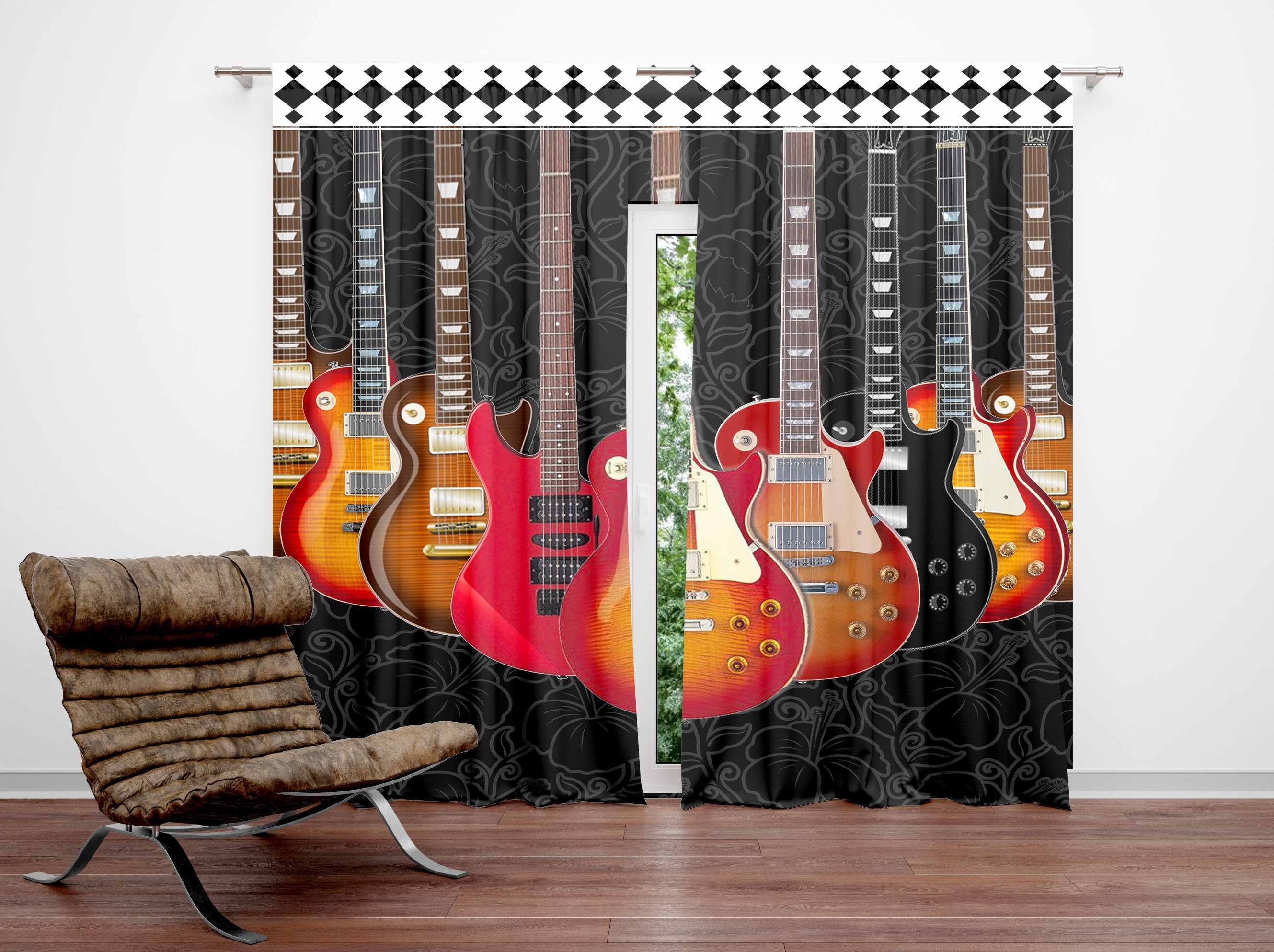 Guitar Music Lover Window Curtains PAN