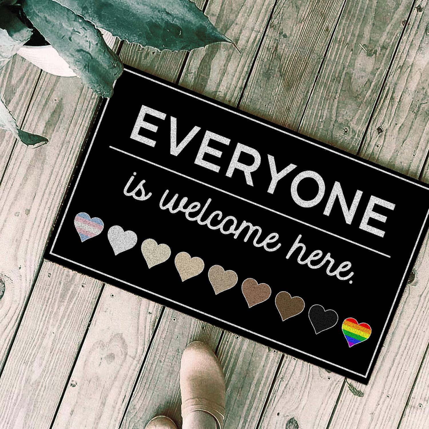 Everyone Is Welcome Here LGBT Doormat PAN