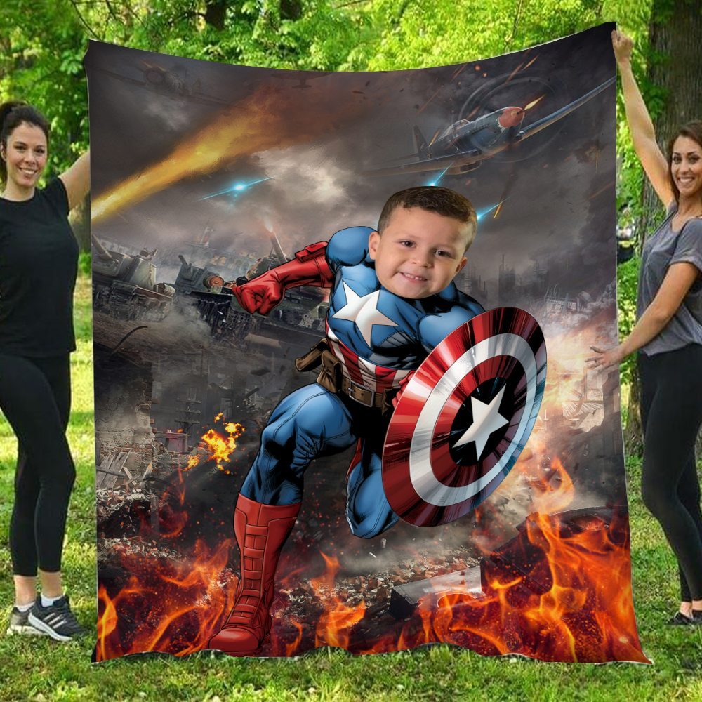 Personalized Captain America Blanket Custom Gift