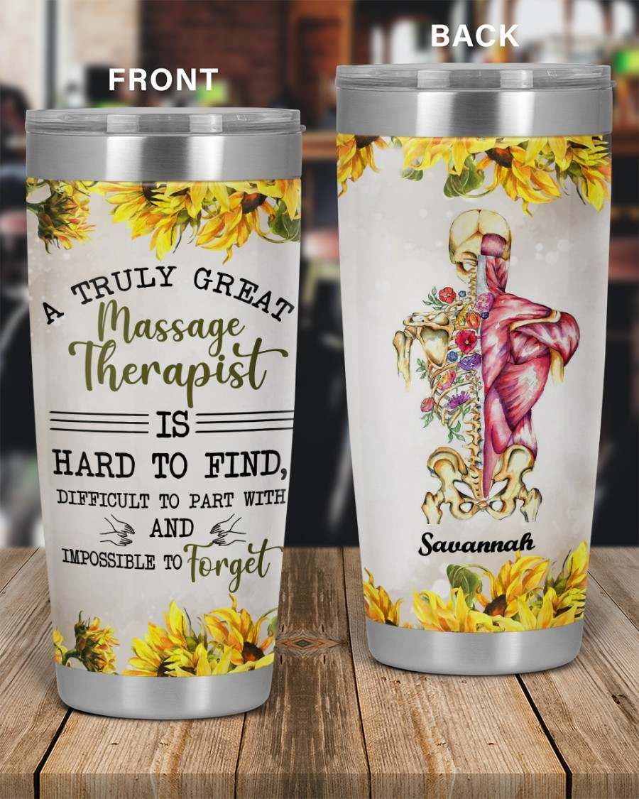 A Truly Great Massage Therapist Is Hard To Find Custom Name Sunflower Tumbler PANTBL0045
