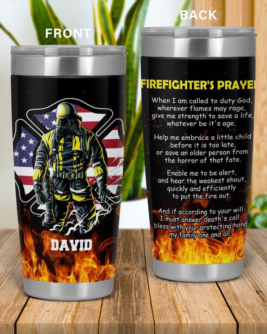 Firefighter's Prayer Custom Name Fire Firefighter Tumbler