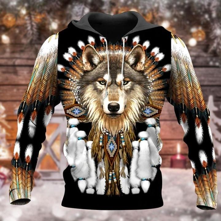 Native Indian Wolf 3D Hoodie
