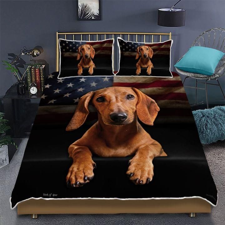 Beagle Dog American Flag Quilt Set