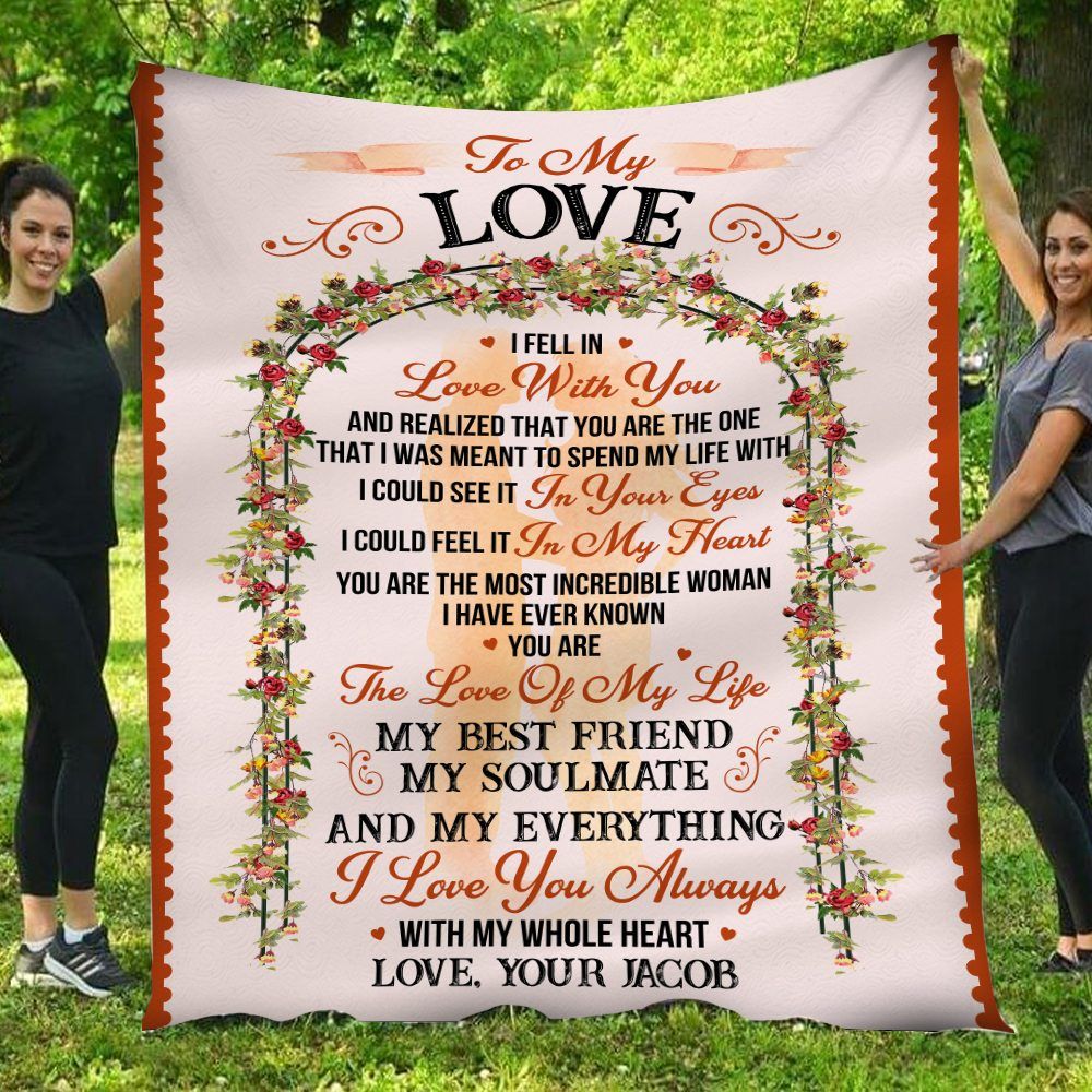 Personalized Valentine Day Gifts For Her - Fleece Blanket I Fell In Love With You PAN