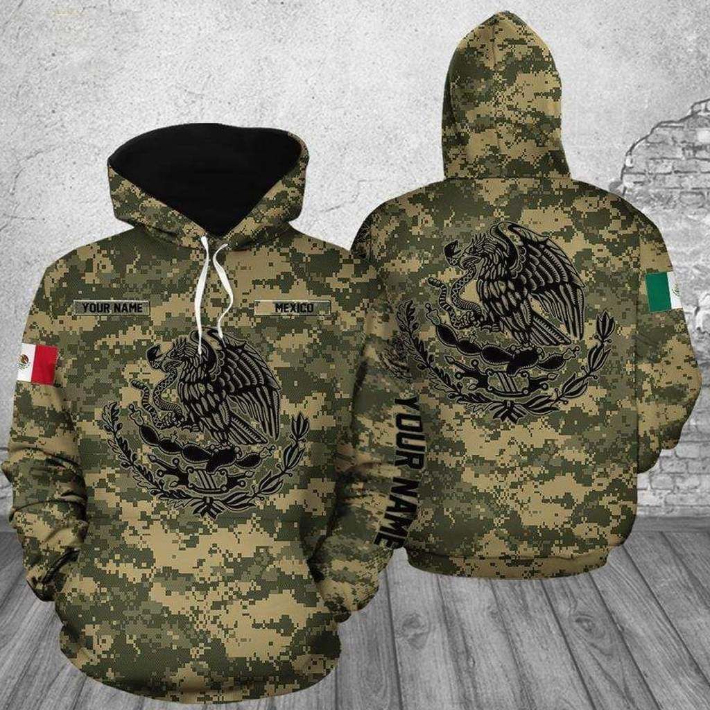 Personalized Mexico Camo Custom Name Hoodie 3D All Over Print PAN3HD0287