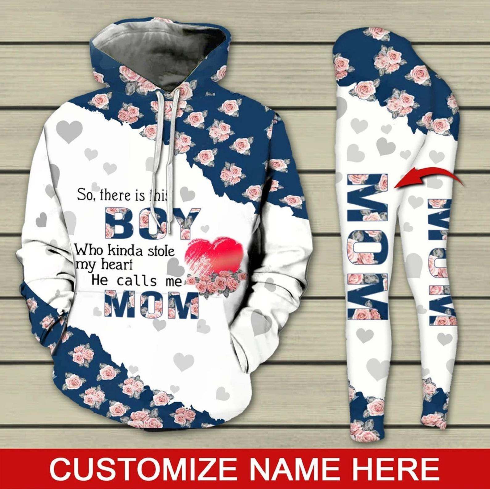 Personalized Mother's Day Gift From Son Hoodie Tank And Legging Set He Calls Me Mom PAN3DSET0137