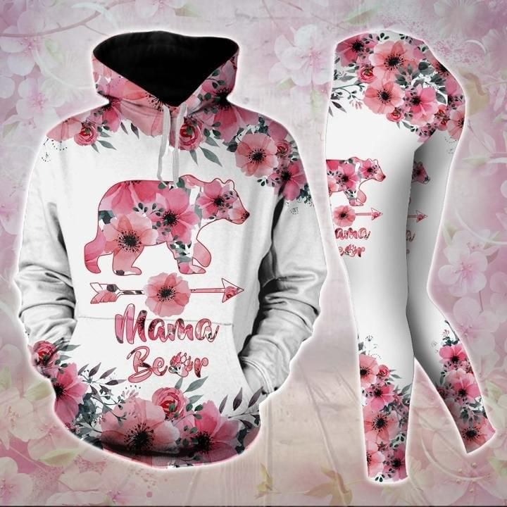 Cherry Blossom Mama Bear Mother's Day Gift Hoodie And Legging Set PAN3DSET0077