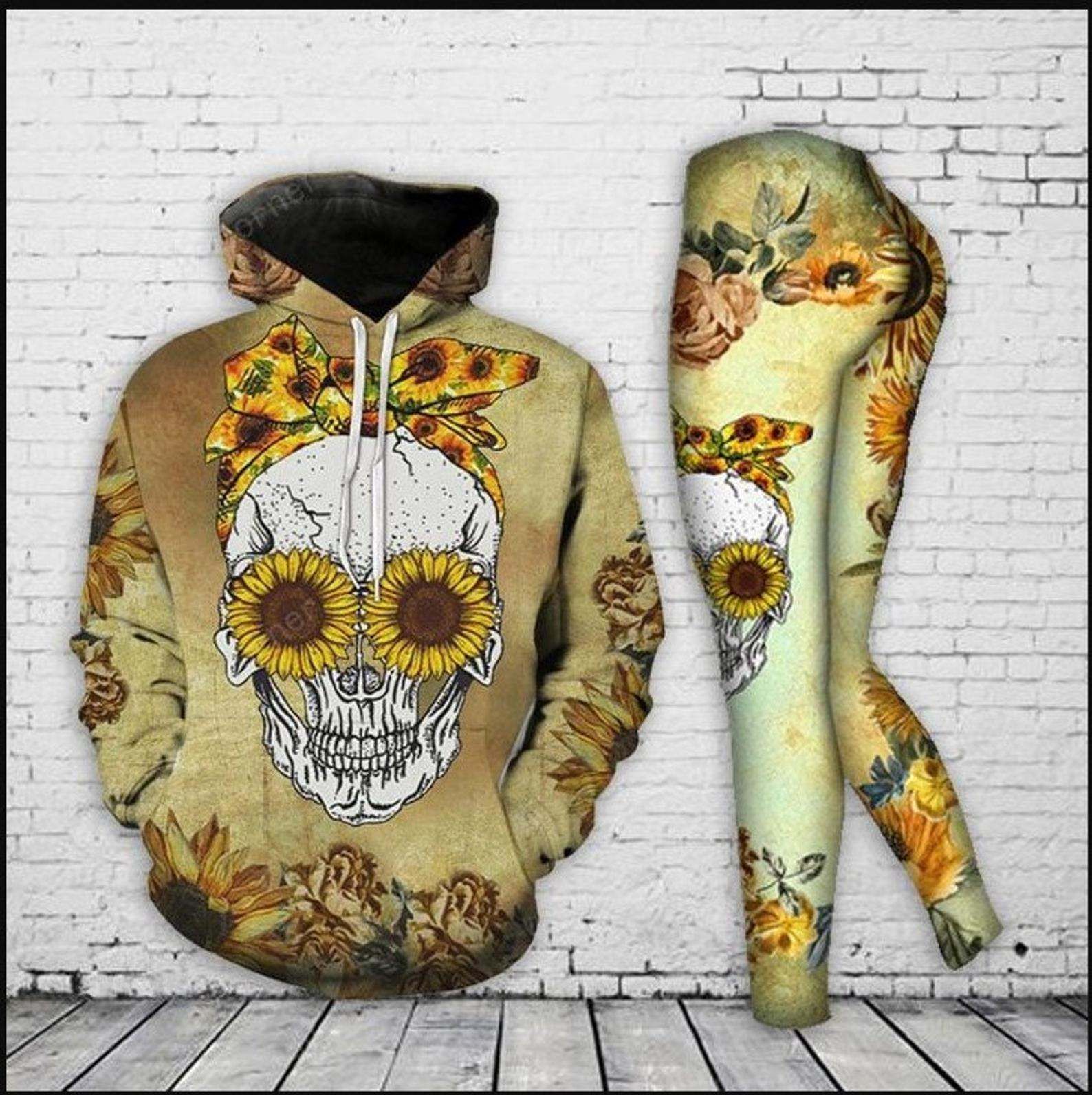 Sunflower Skull Mama Mother's Day Gift Hoodie And Legging Set