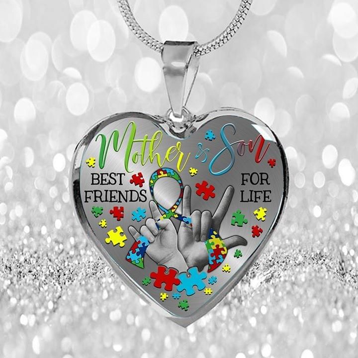 Mother And Son Best Friend For Life Autism Mom Heart Pendant Necklace PANNECKLACE0001