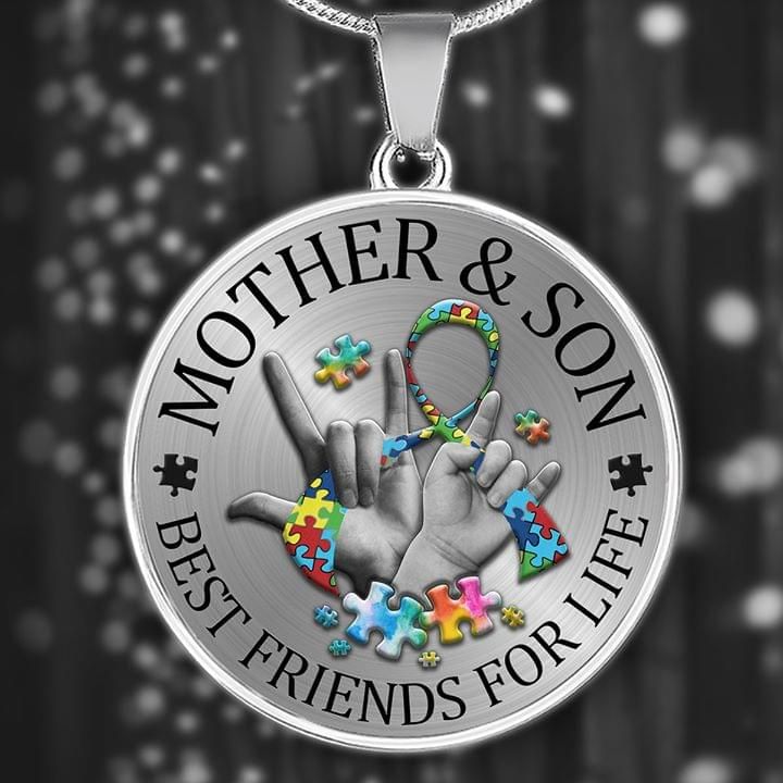 Mother And Son Best Friend For Life Autism Circle Necklace