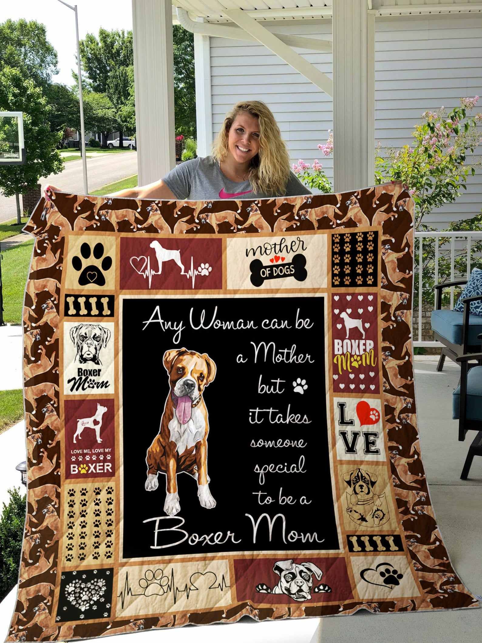 Boxer Mom Mother's Day Gift Quilt Any Woman Can Be A Mother