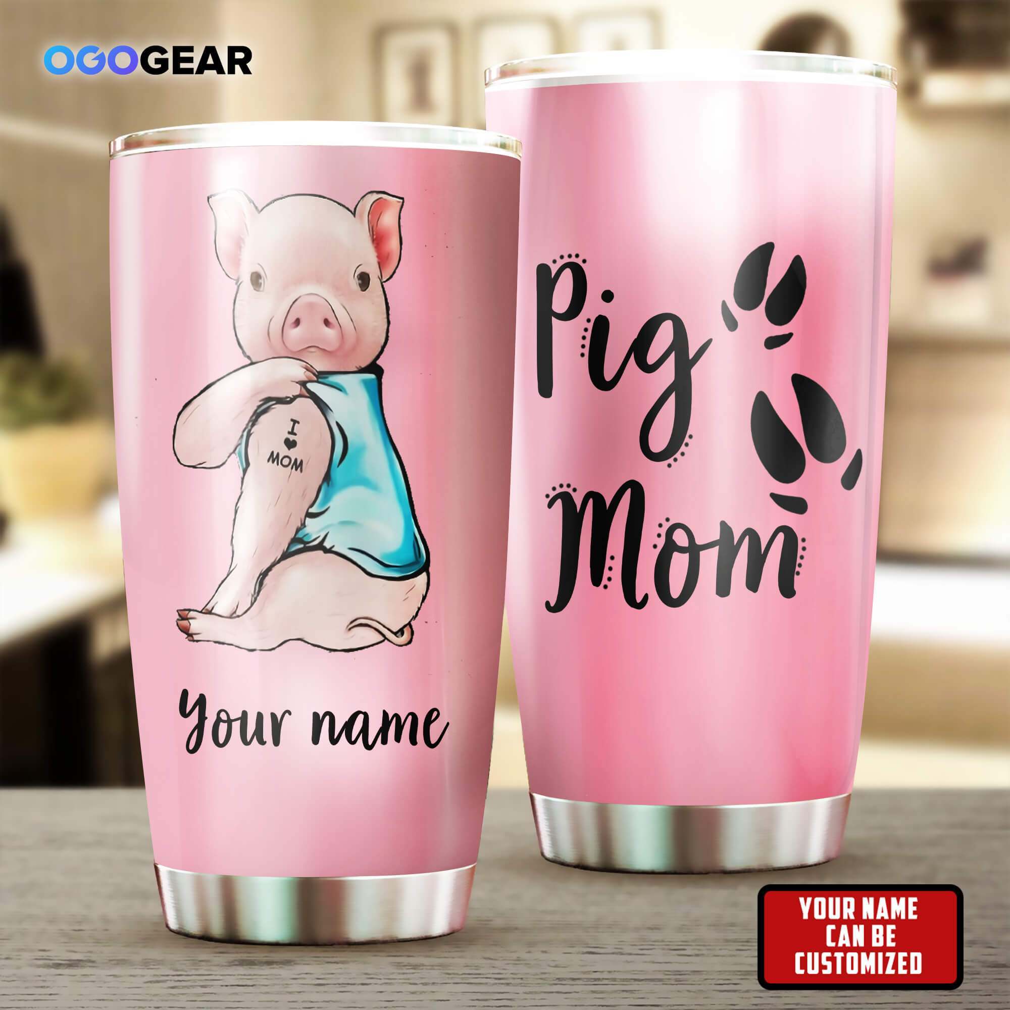 Pink Pig Mom Strong Personalized Mother's Day Gift Tumbler