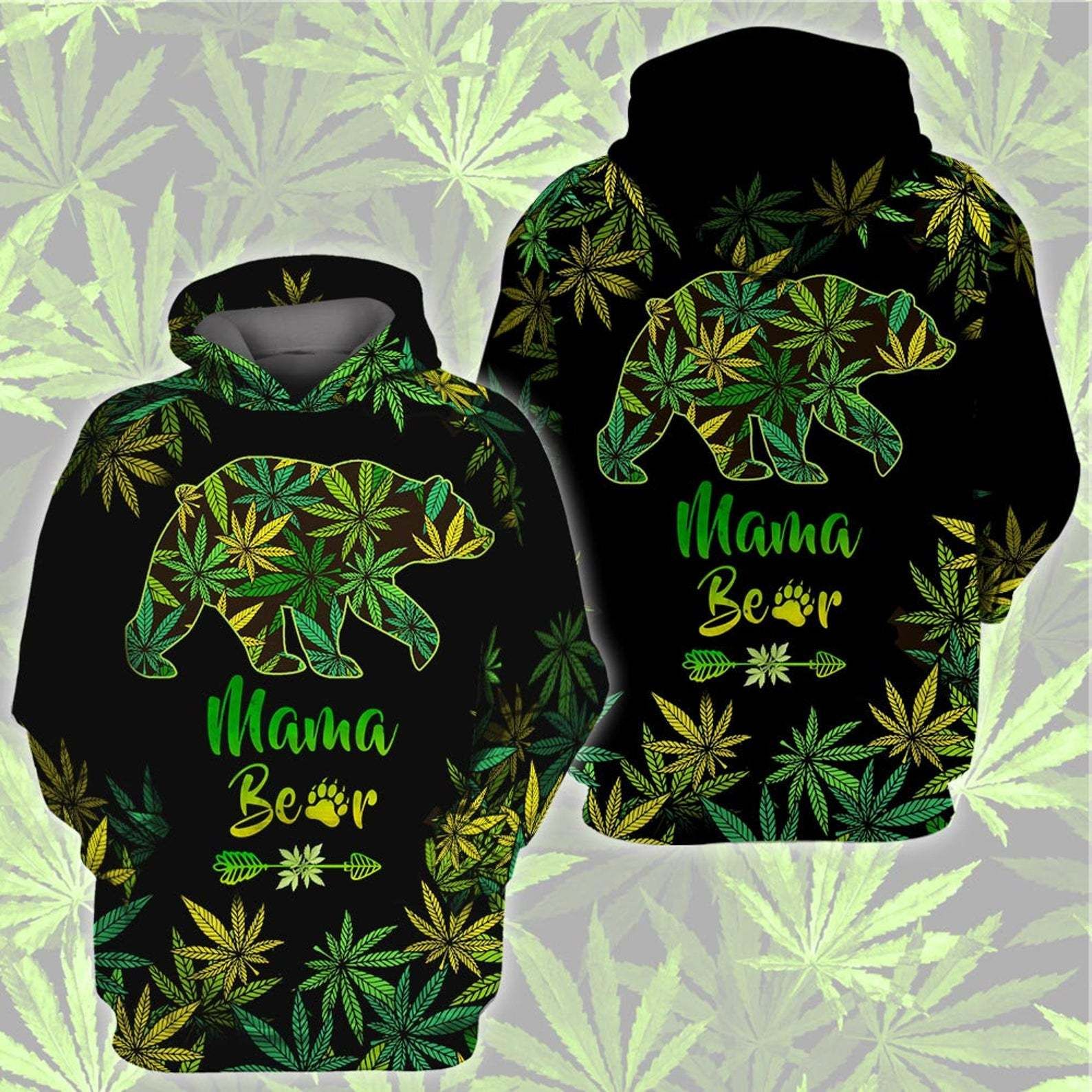 Cannabis Weed Mama Bear Mother's Day Gift 3D Hoodie