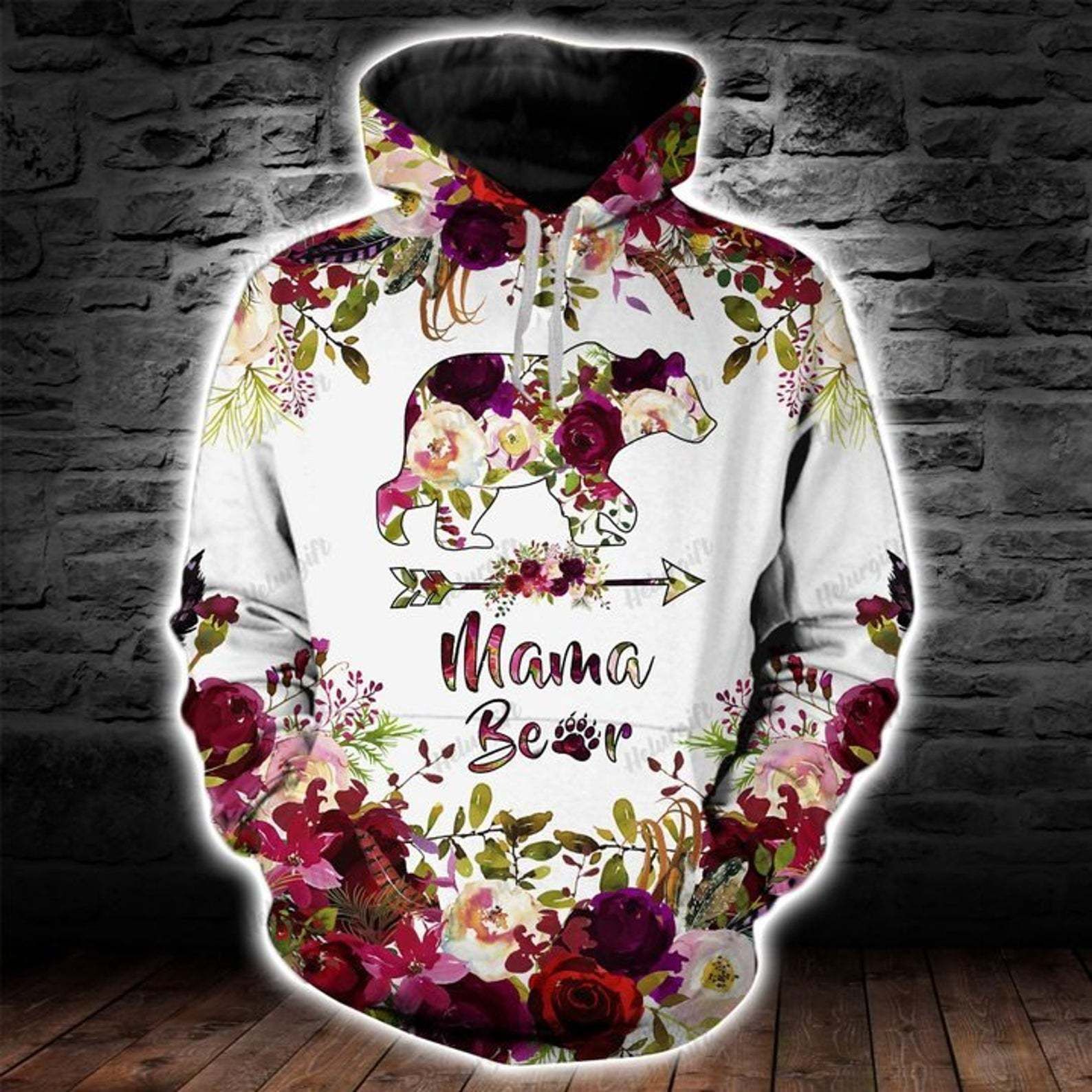 Mother's Day Gift Flower Mama Bear 3D Hoodie