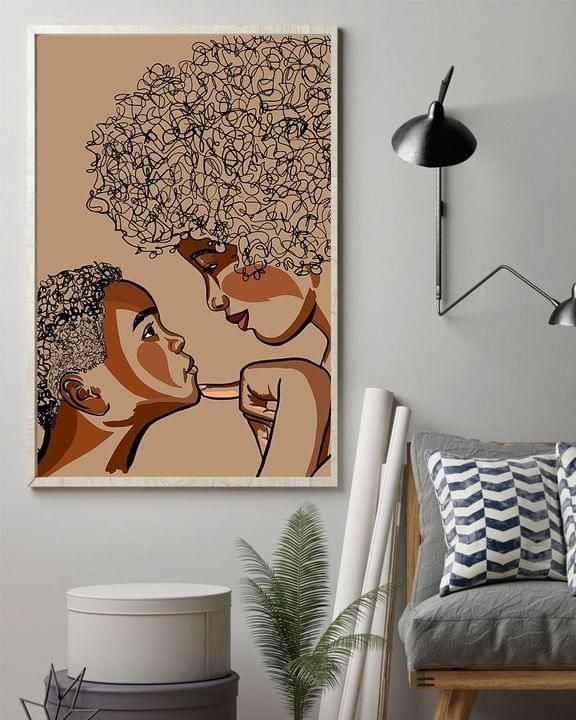 Black Mom And Son African American Mother's Day Gift Canvas Wall Art PANCAV0012