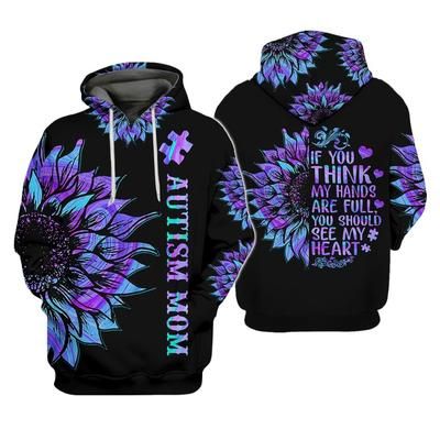 Purple Sunflower Autism Mom Mother's Day Gift 3D Hoodie