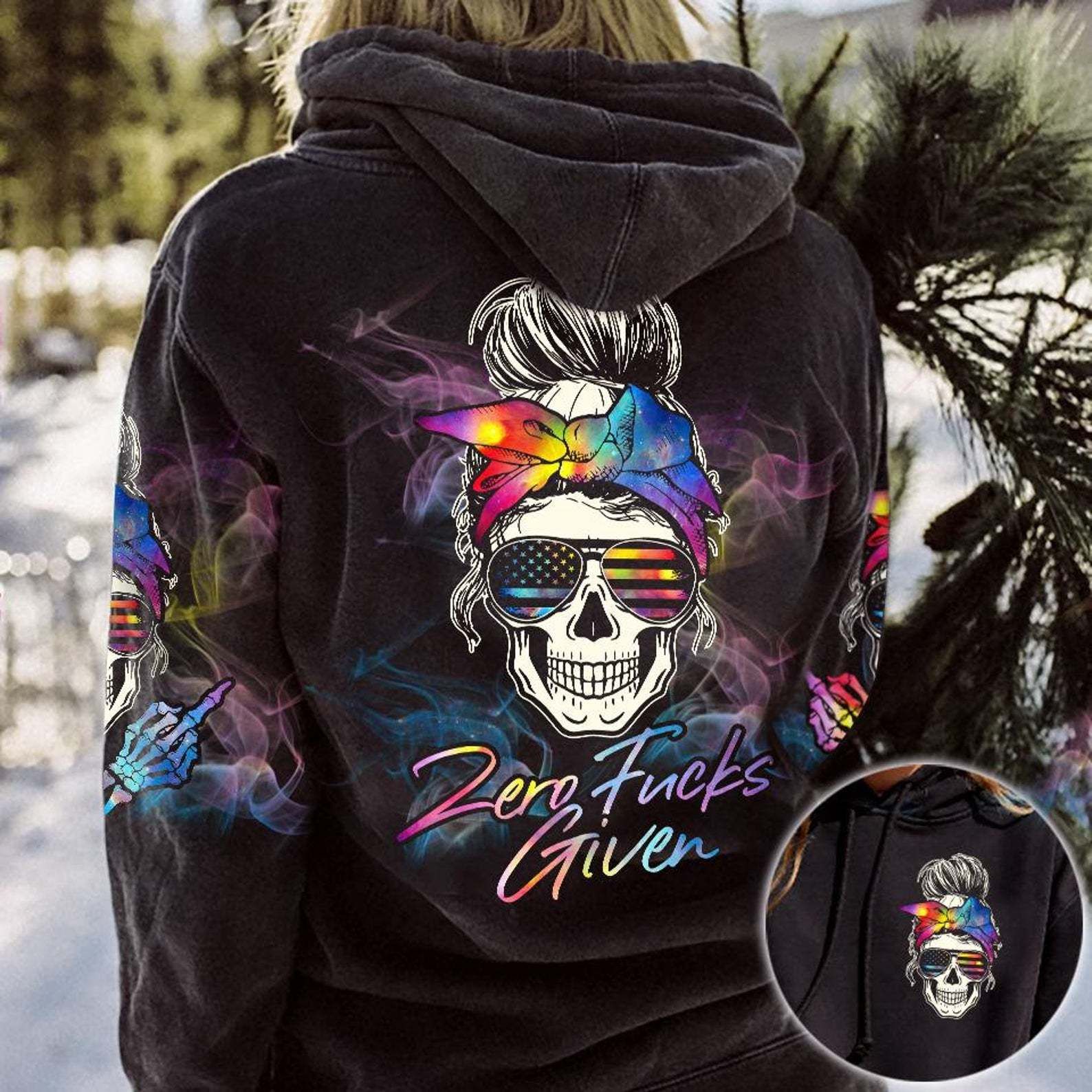 Zero Fuck Given Skull Mama Mother's Day Gift 3D Hoodie PAN3HD0012