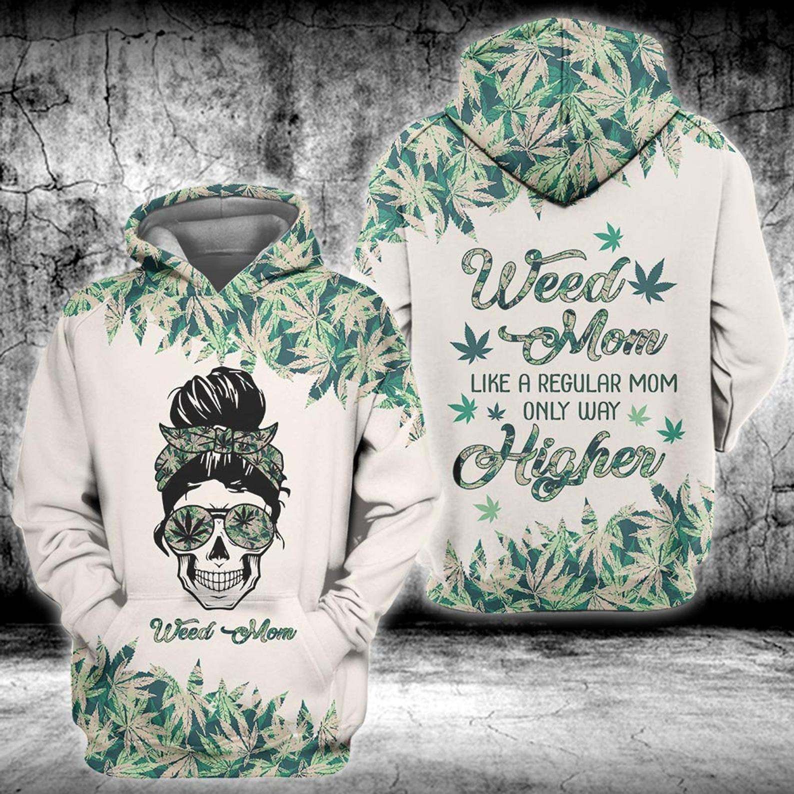 Green Skull Cannabis Weed Mom Mother's Day Gift 3D Hoodie PAN3HD0011
