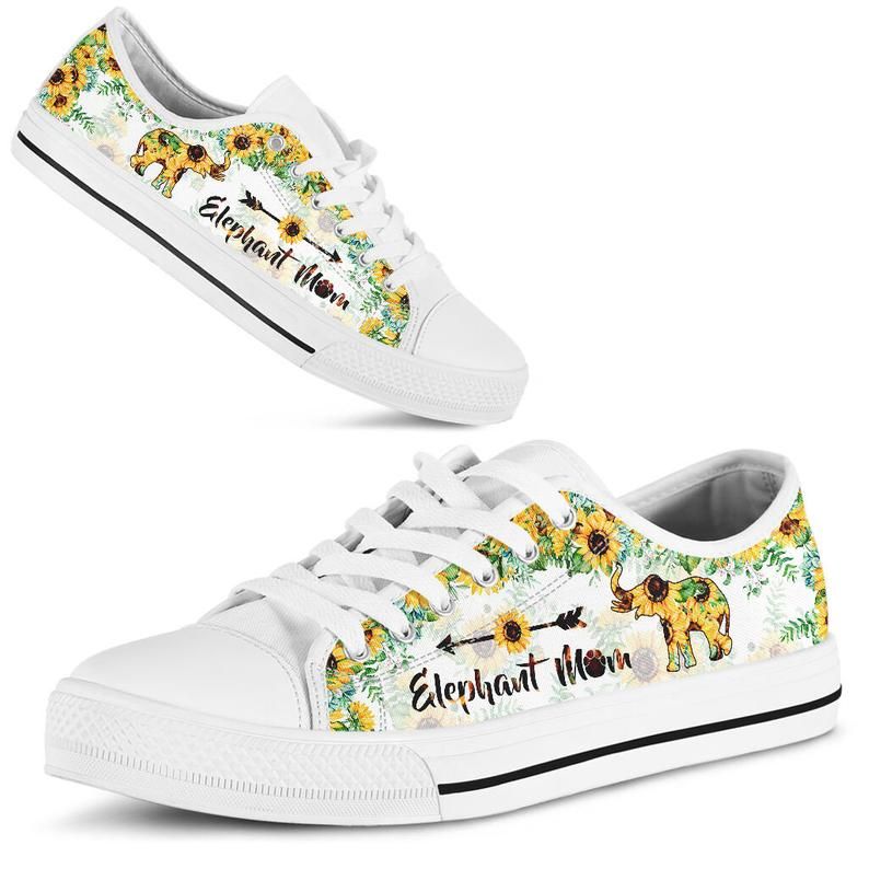 Sunflower Elephant Mom Mother's day Gift Low Top Shoes