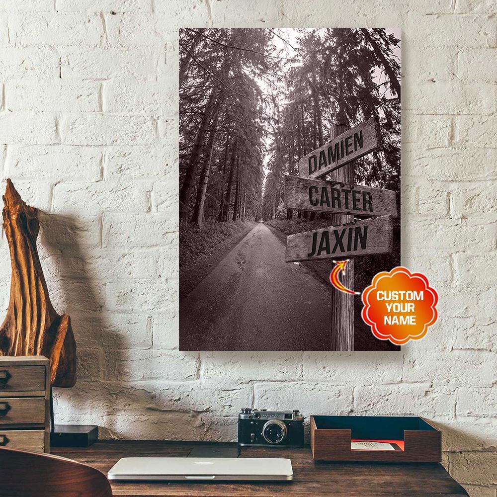 Personalized Forest Road Street Signs Customized With Names Canvas Prints PAN