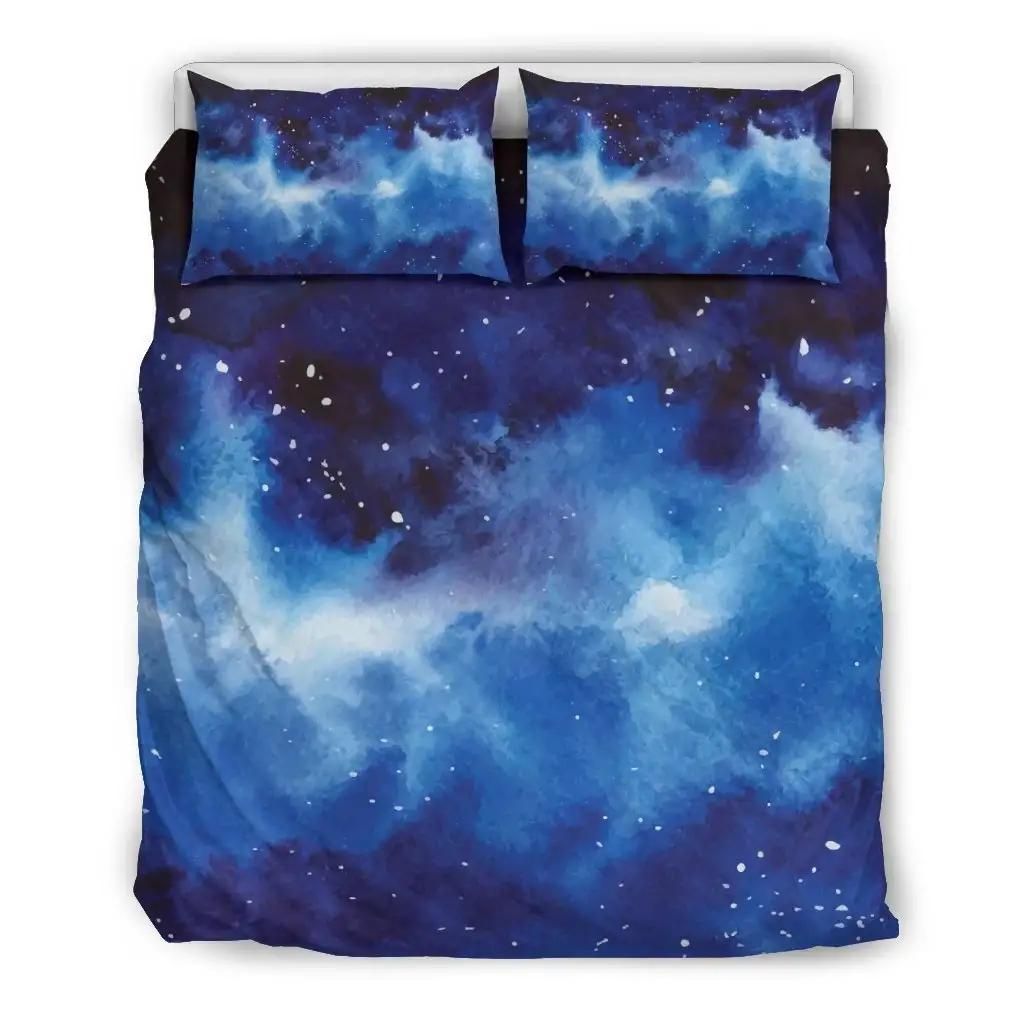 Dark Blue Galaxy Space Print Duvet Cover Bedding Set